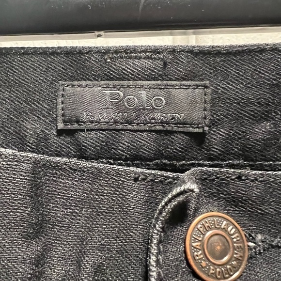 Polo Ralph Lauren | The Waverly Straight‎ High Rise Crop Black Distressed Sz 28 - Picture 2 of 8